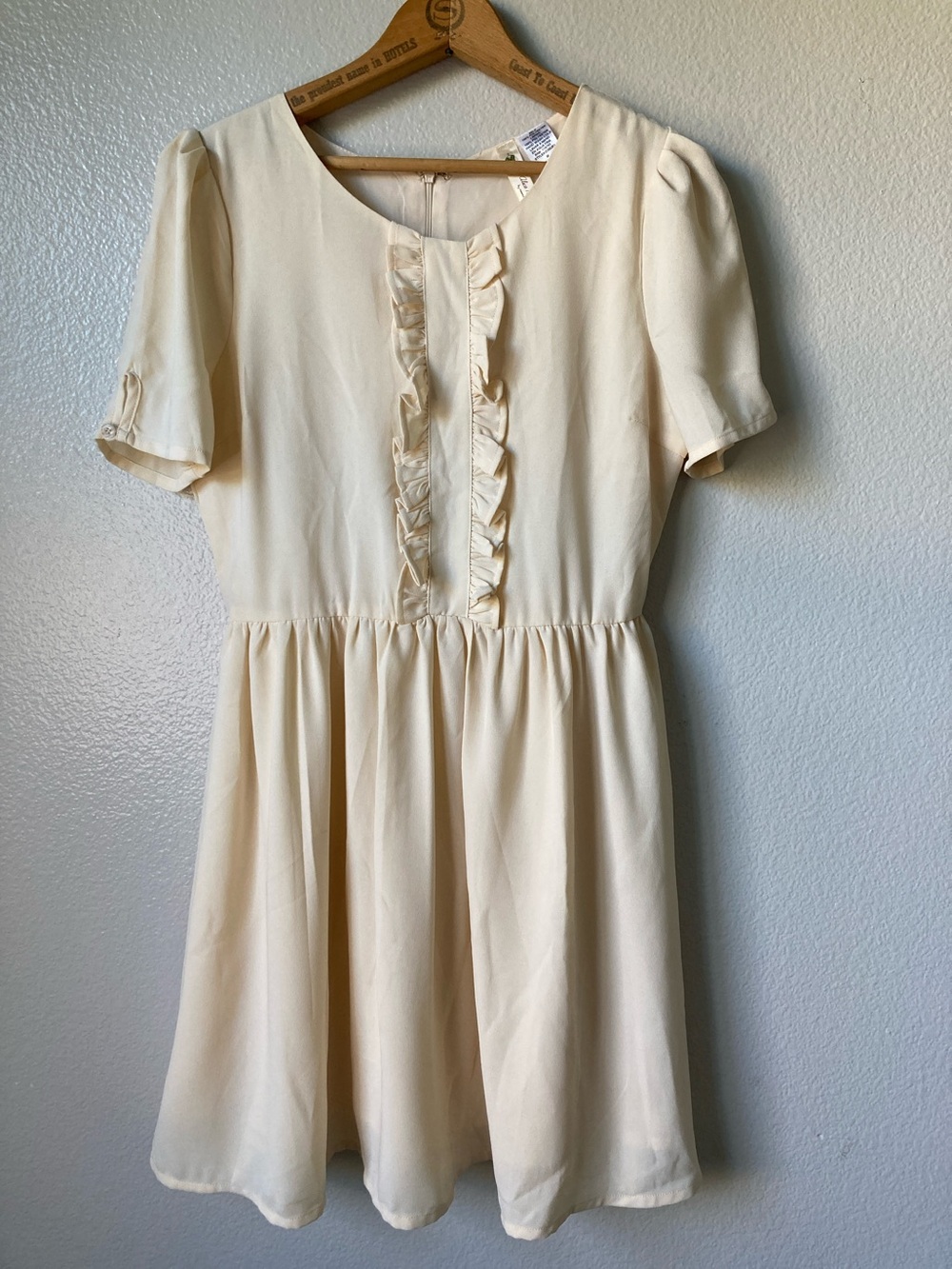 NWT Alice Moon Ruffle Retro Mini Crepe dress Short puff sleeves Romantic sz M
